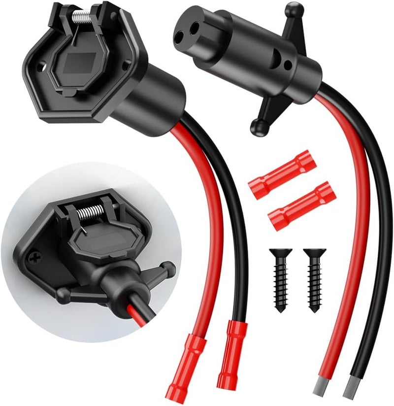 Malictele Trolling Motor Plug, 12V-24V 8 Gauge 2 Wire Trolling Motor Plug and Receptacle Compatible With Minn Kota Marine Boat Waterproof Male & Female Trolling Motor Quick Connect Socket 1Pairs - Image 1